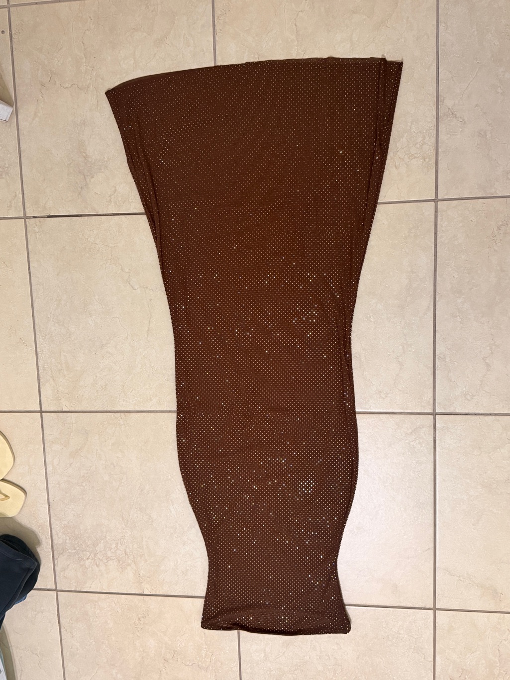 Strapless Brown Maxi Dress With Sparkle Detail — image 3 of 4